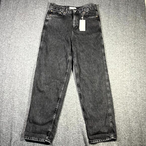 Mango Denim - MNG Mango High Waist Tapered Fit Jeans Black Womens Size USA 6 EUR 38 (30x30)